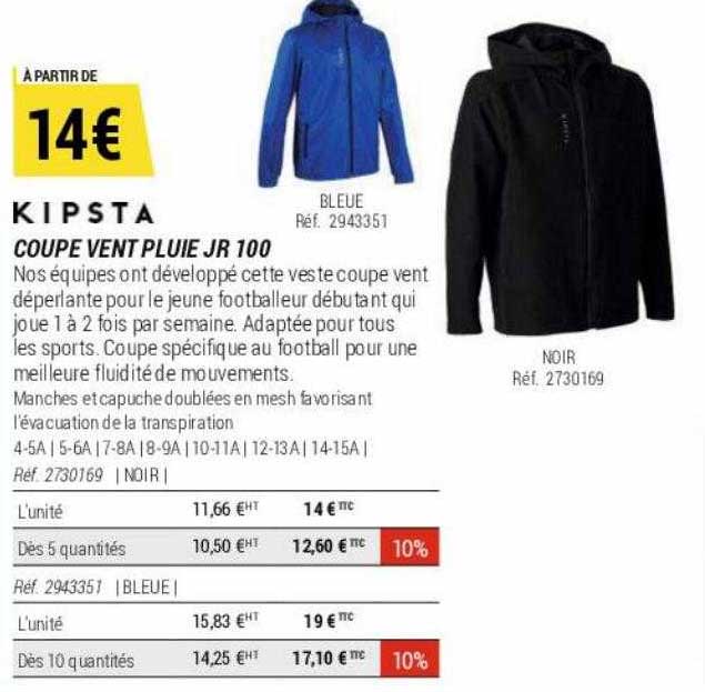 coupe vent pluie jr 100 kipsta