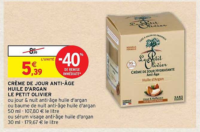 crème de jour anti-âge huile d'argan le petit olivier