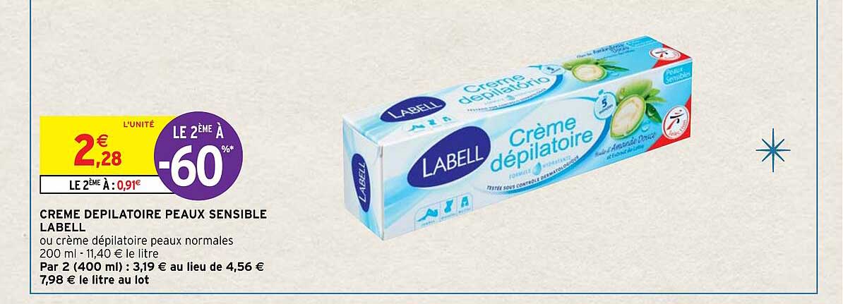 crème dépilatoire peaux sensible labell