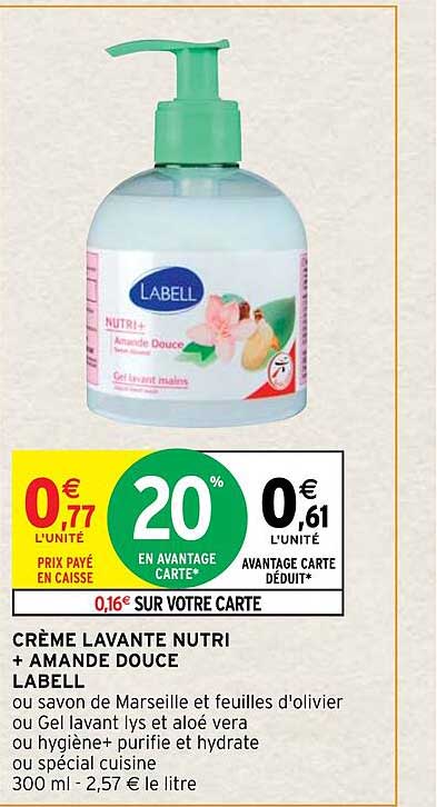 crème lavante nutri + amande douce labell