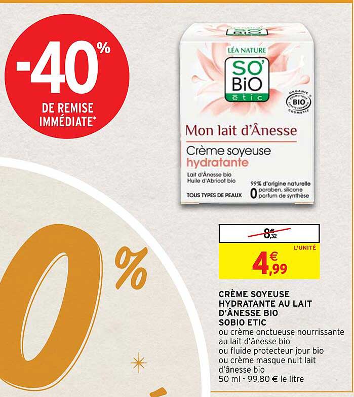 crème soyeuse hydratante au lait d'ânesse bio sobio étic