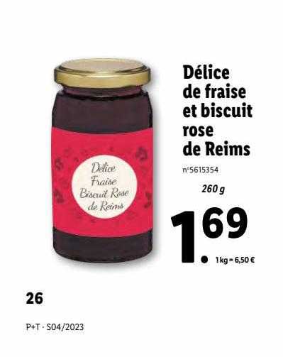 délice de fraise et biscuit rose de reims