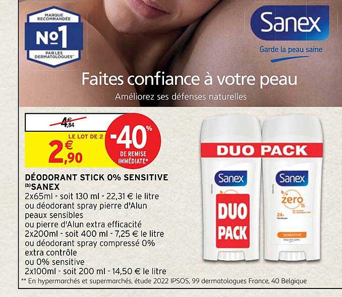 Déodorant Stick 0% Sensitive Sanex