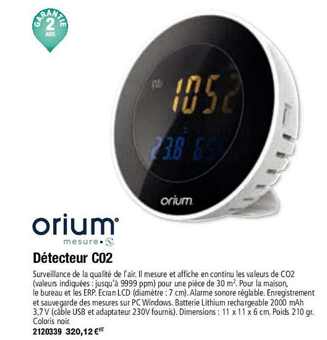 détecteur co2 orium mesure