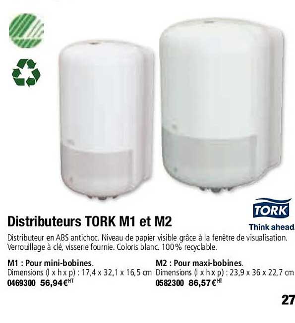distributeurs tork m1 et m2