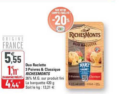 duo raclette 3 poivres & classique riches monts