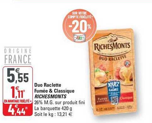 duo raclette fumée & classique riches monts