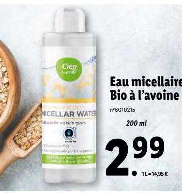 eau micellaire bio à l'avoine