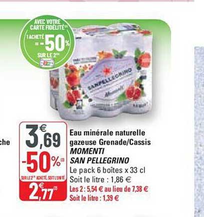 eau minérale naturelle gazeuse grenade - cassis momenti san pellegrino