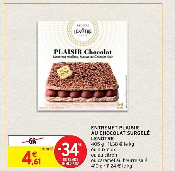 entremet plaisir au chocolat surgelé lenôtre