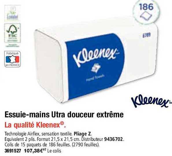 essuie-mains ultra douceur extrême kleenex