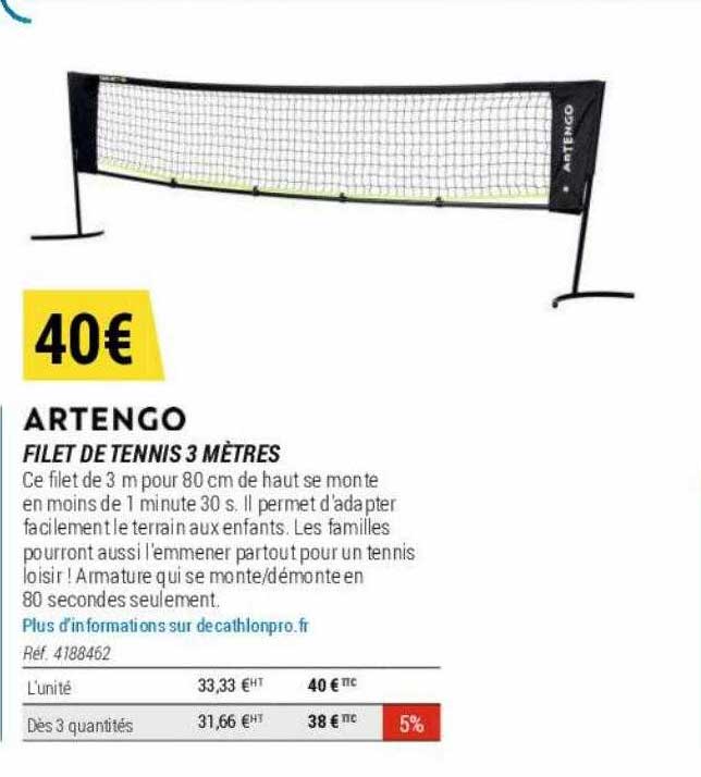filet de tennis 3 mètres artengo