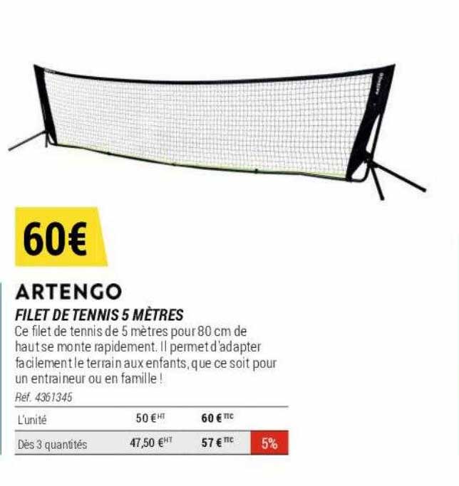 filet de tennis 5 mètres artengo