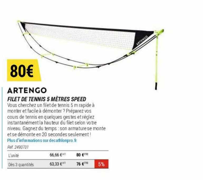 filet de tennis 5 mètres speed artengo