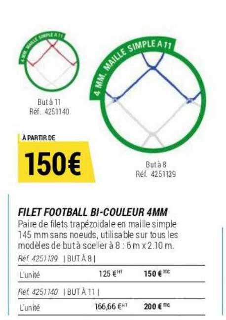 filet football bi-couleur 4mm