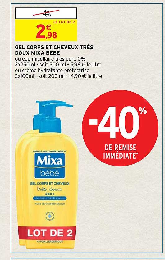gel corps et cheveux très doux mixa bébé