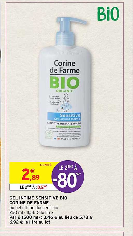 gel intime sensitive bio corine de farme