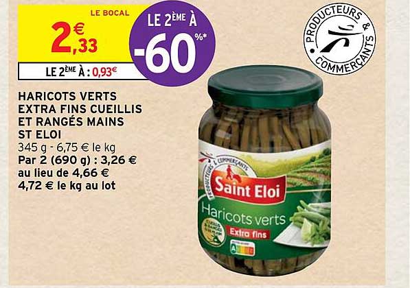 haricots verts extra fins cueillis et rangés mains st éloi