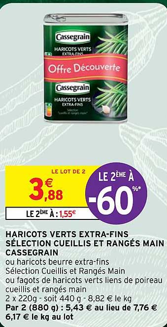 haricots verts extra-fins sélection cueillis et rangés main cassegrain