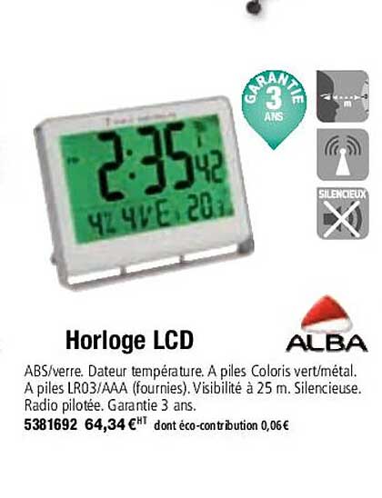 horloge lcd alba