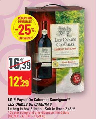 i.g.p. pays d'oc cabernet sauvignon les ormes de cambras