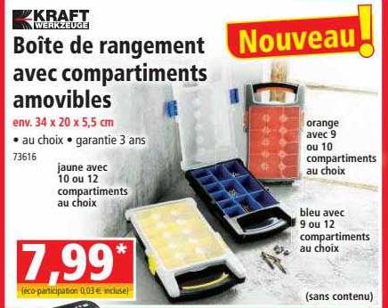 kraft boîte de rangement avec compartiments amovibles