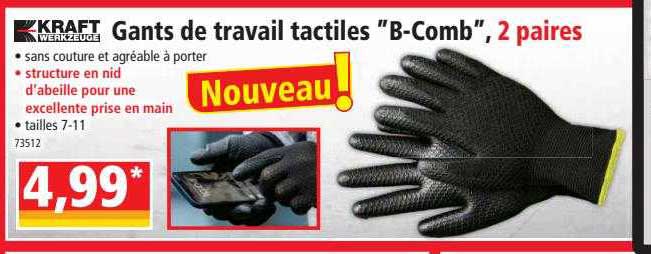 kraft gants de travail tactiles "b-comb"