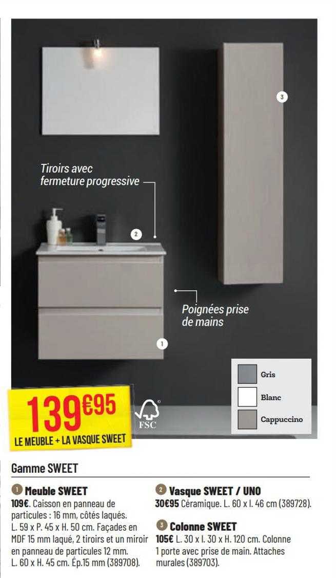 le meuble + la vasques sweet gamme sweet