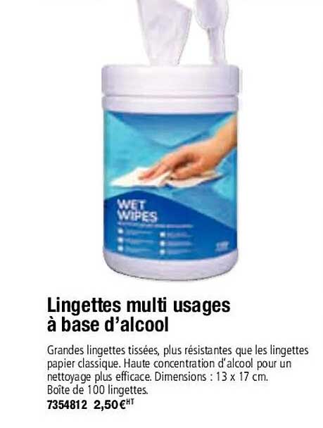 lingettes multi usages à base d'alcool