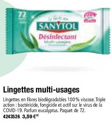 lingettes multi-usages sanytol