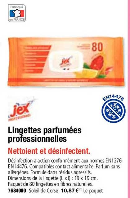 lingettes parfumées professionnelles jex