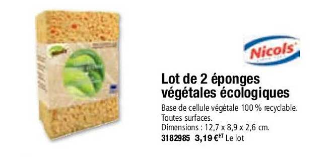 lot de 2 éponges végétales écologiques nicols