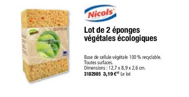 Lot De 2 éponges Végétales écologiques Nicols