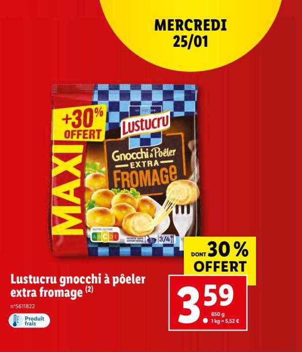 Lustucru Gnocchi à Poêler Extra Fromage