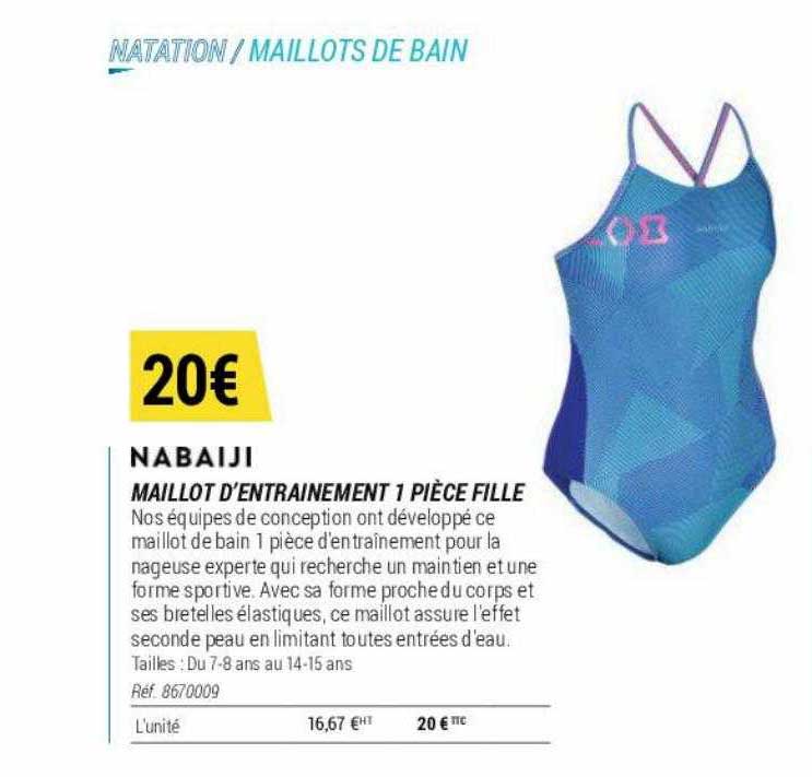 maillot d'entraînement 1 pièce fille