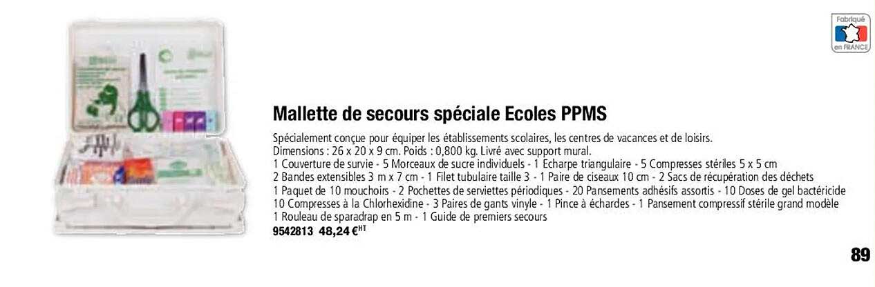 mallette de secours spéciale écoles ppms
