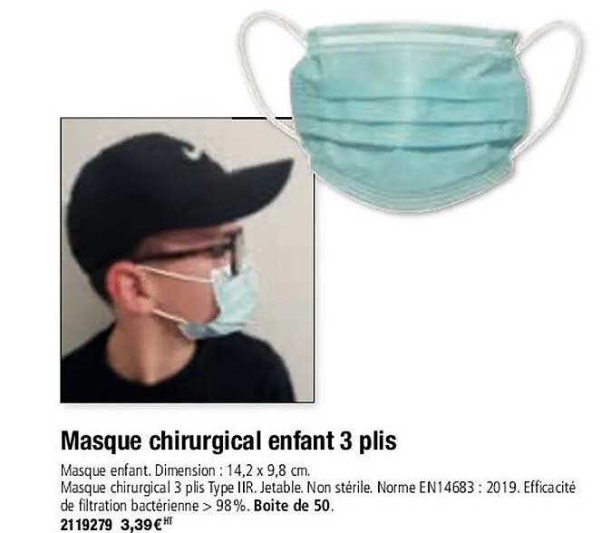 masque chirurgical enfant 3 plis