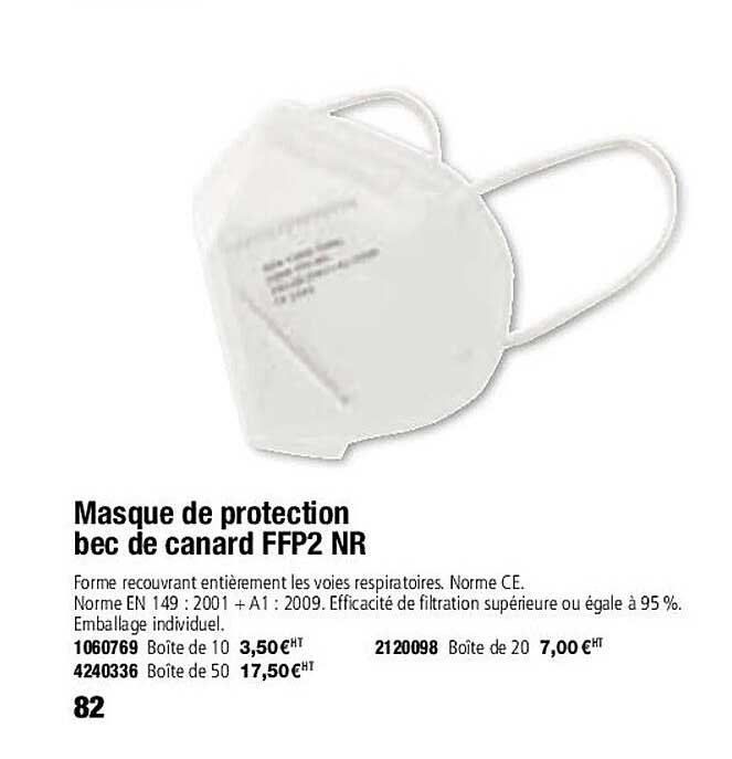 masque de protection bec de canard ffp2 nr
