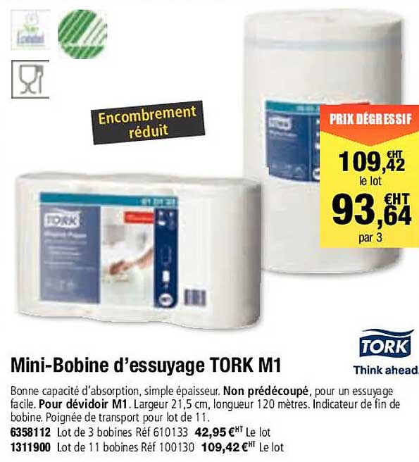 mini-bobine d'essuyage tork m1