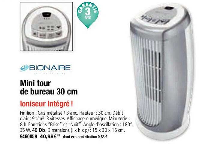 Mini Tour De Bureau 30 Cm Bionaire