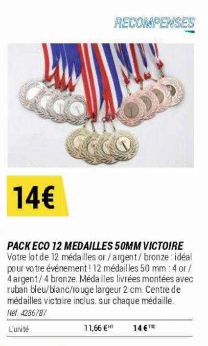 Pack éco 12 Médailles 50 Mm Victoire