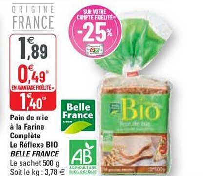 pain de mie à la farine complète le réflexe bio belle france