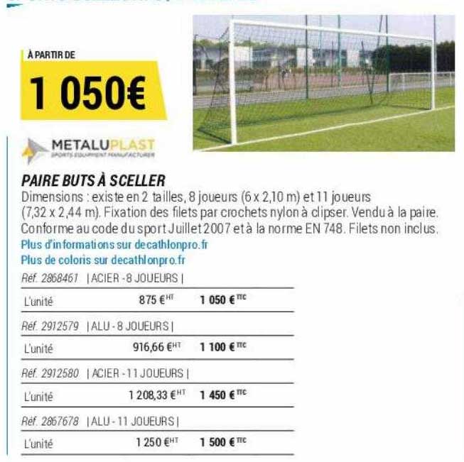 paire buts à sceller metalu plast