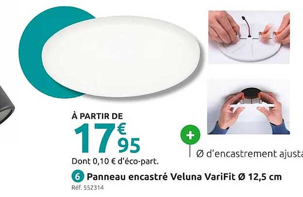 panneau encastré veluna variFit ø 12,5 cm