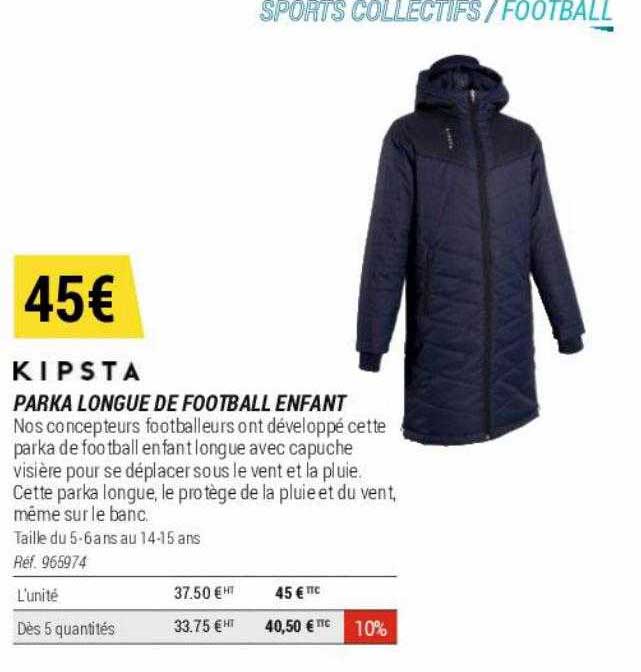 Parka Longue De Football Enfant Kipsta
