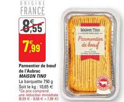 parmentier de bœuf de l'aubrac maison tino