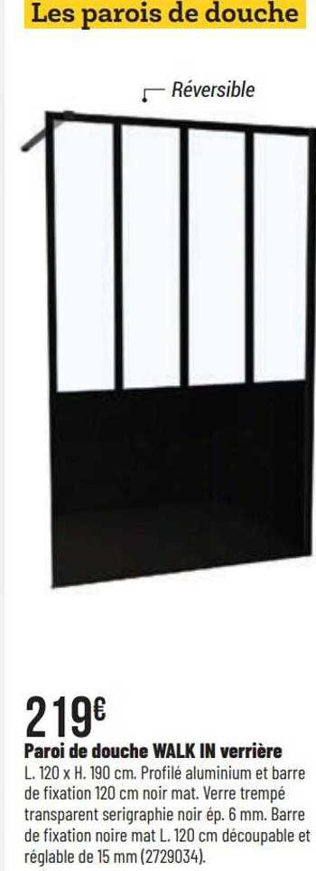 paroi de douche walk in verrière