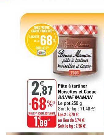pâte à tartiner noisettes et cacao bonne maman