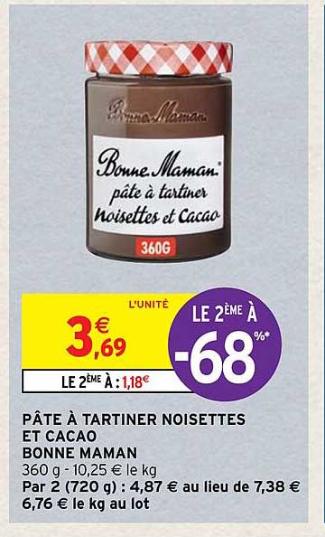 pâte à tartiner noisettes et cacao bonne maman