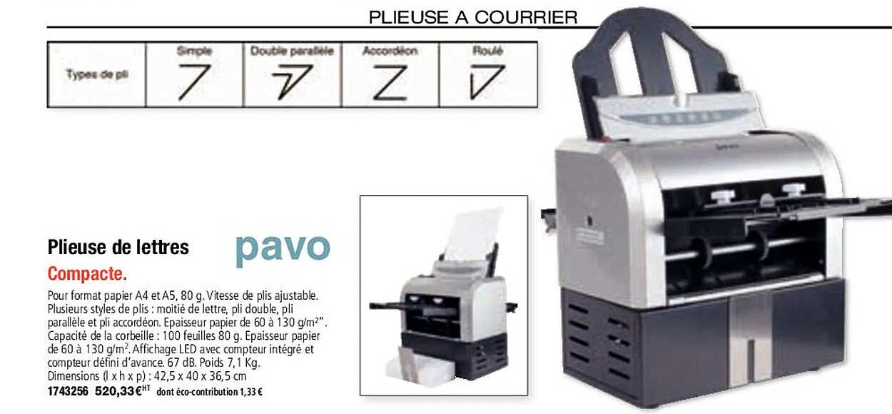 plieuse de lettres pavo